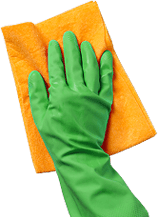 Hand with cleaning glove